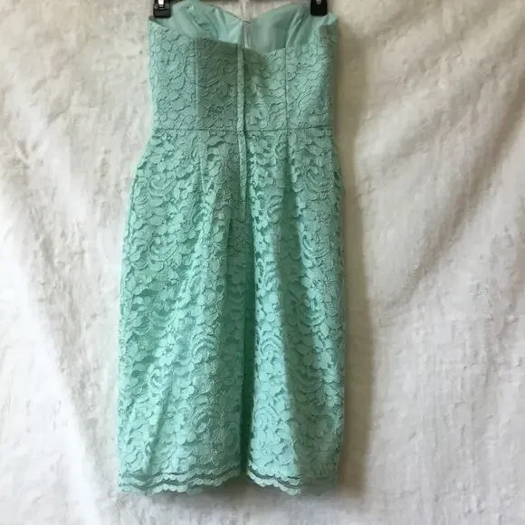 David’s Bridal Teal Short Strapless Lace Dress - Picture 10 of 16